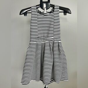 Poof Girl Black White Stripe Dress Girls Size XL Heart Cut Out Fit & Flare